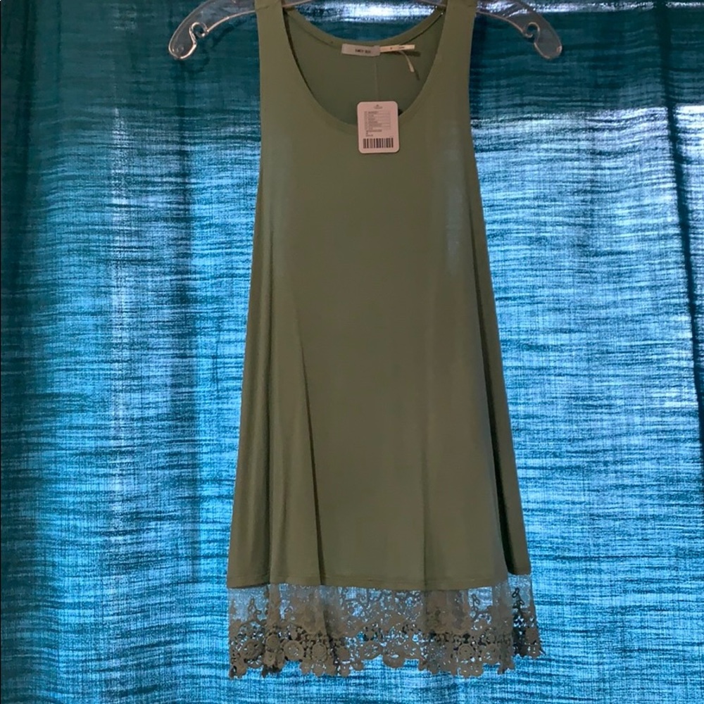 Sage colored lace detailed tank top